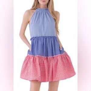 English Factory tiered gingham dress
